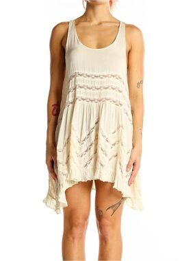 Free People Intimately Cream Voile and Lace Polka Dot Sleeveless Tunic Mini